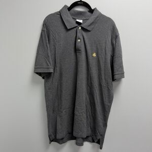 Brooks Brothers Polo Shirt Men Large Gray Crest Logo Embroidered Rugby